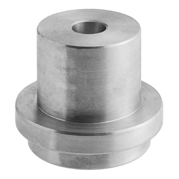 An Avantco tension guide bushing, a metal cylinder with a hole in the middle.
