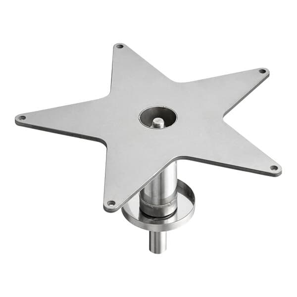 An Avantco stainless steel star-shaped broiler prep stand.