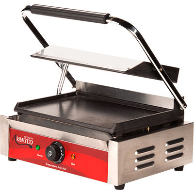 Avantco Double Panini Grill w/ Grooved Plates - 18 3/16 x 9 1/16