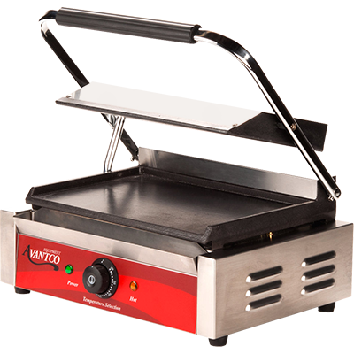 Avantco P78 Commercial Panini Sandwich Grill with Grooved Plates - 13 x 8  3/4 Cooking Surface - 120V, 1750W